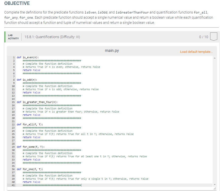 Solved OBJECTIVE Complete the definitions for the predicate | Chegg.com