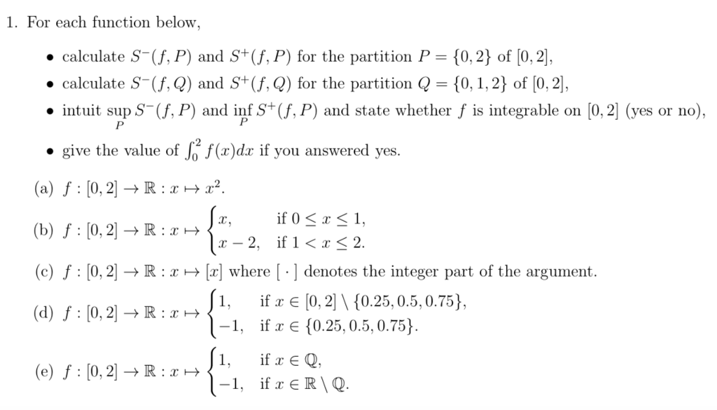 Solved 1. For each function below, . calculate S-(f, P) and | Chegg.com