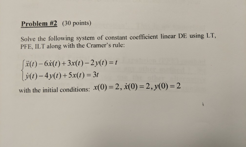 Solved Problem #2 (30 points) Solve the following system of | Chegg.com