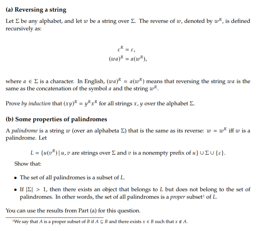 Solved A Reversing A String Let Be Any Alphabet And Let Chegg Com