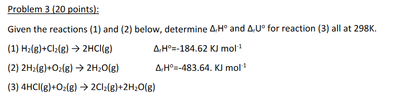 Solved Given the reactions (1) and (2) below, determine ΔrH∘ | Chegg.com