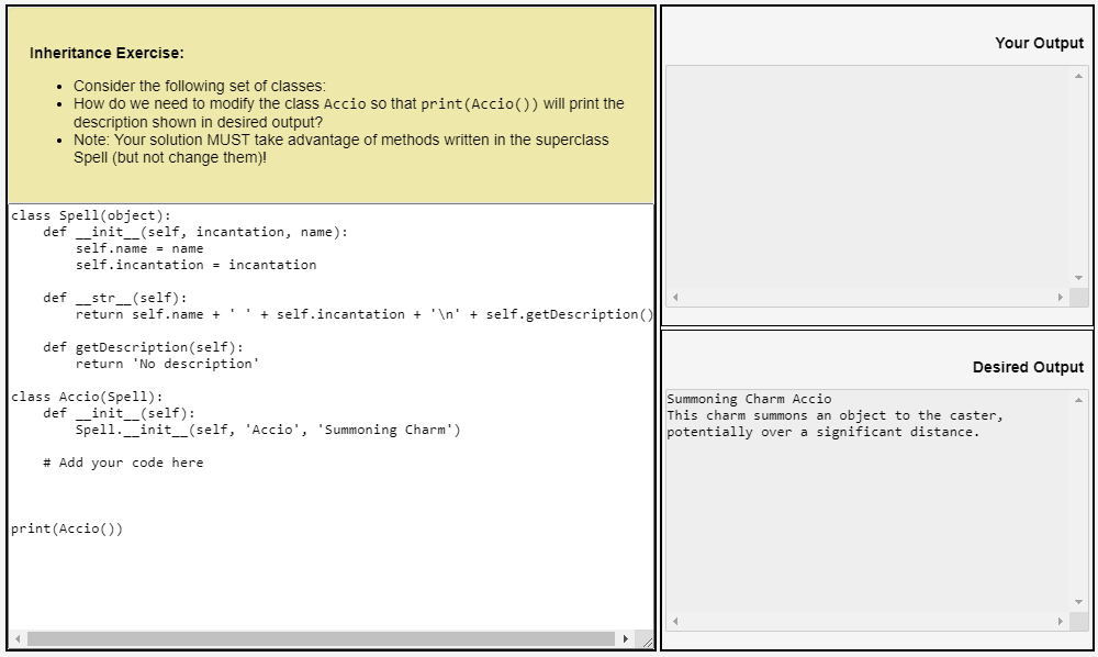 Solved Your Output Inheritance Exercise: • Consider the | Chegg.com