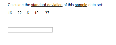 Solved Calculate the standard deviation of this sample data | Chegg.com