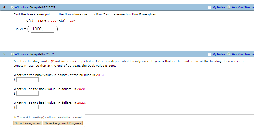Solved 4. +-1 points TanApMath7 2.5.022. My Notes Ask Your | Chegg.com