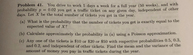 Solved Problem 41. You drive to work 5 days a week for a | Chegg.com