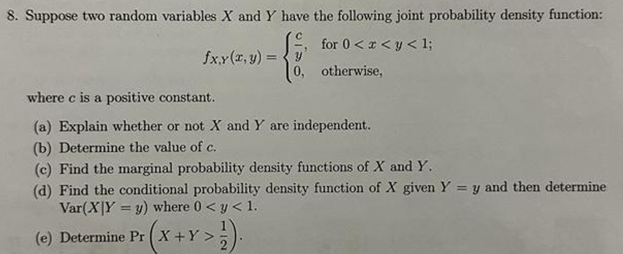 Solved Suppose Two Random Variables X ﻿and Y ﻿have The 4904