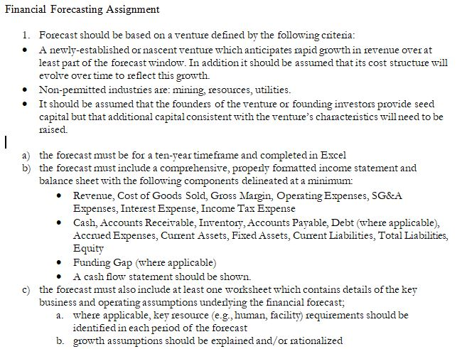 Solved Financial Forecasting Assignment 1. Forecast should | Chegg.com