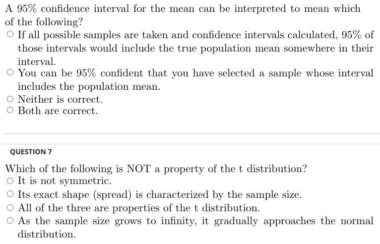 Solved A 95% confidence interval for the mean can be | Chegg.com
