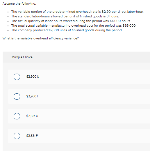 Solved Assume the following: • The variable portion of the | Chegg.com