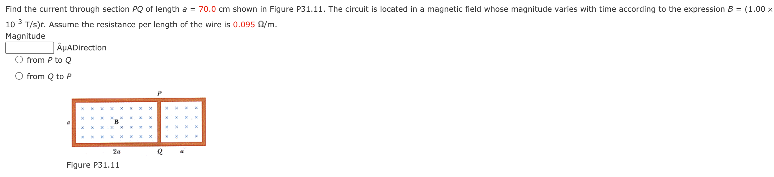 Solved (1.00 X Find The Current Through Section PQ Of Length | Chegg.com