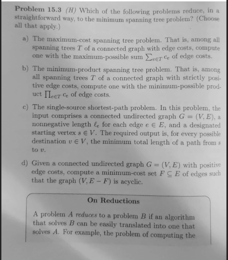 Solved Problem 15.3 (H) Which of the following problems | Chegg.com