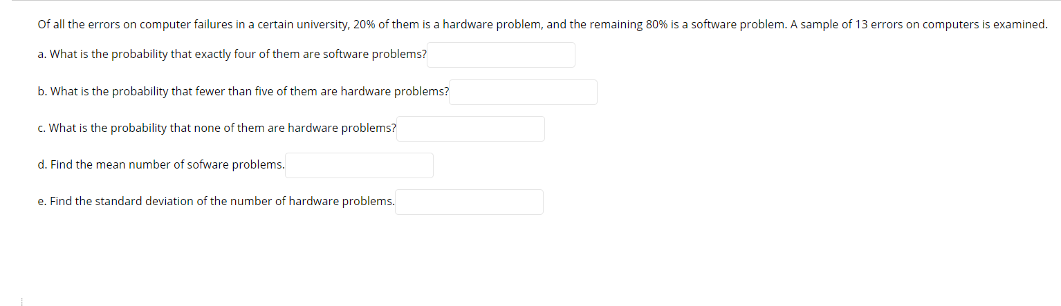 Solved Of all the errors on computer failures in a certain | Chegg.com