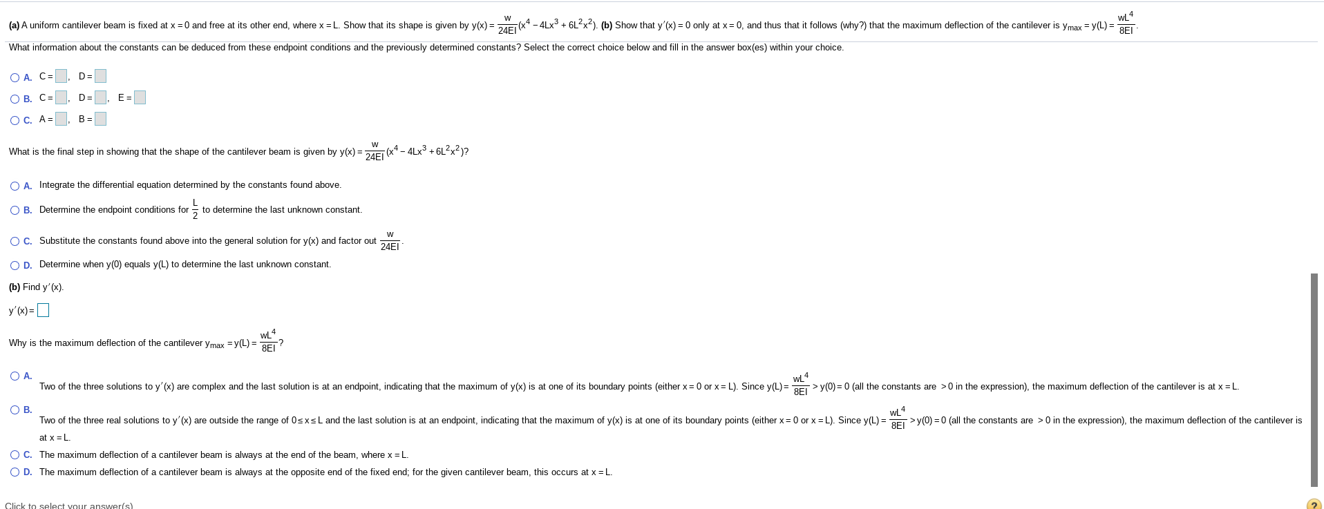 A A Uniform Cantilever Beam Is Fixed At X 0 And Chegg Com