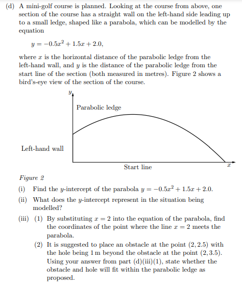 Solved (d) A mini-golf course is planned. Looking at the | Chegg.com