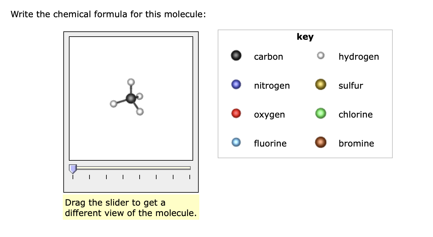 Solved Write the chemical formula for this molecule key
