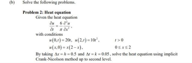 Solved (b) Solve the following problems. Problem 2: Heat | Chegg.com