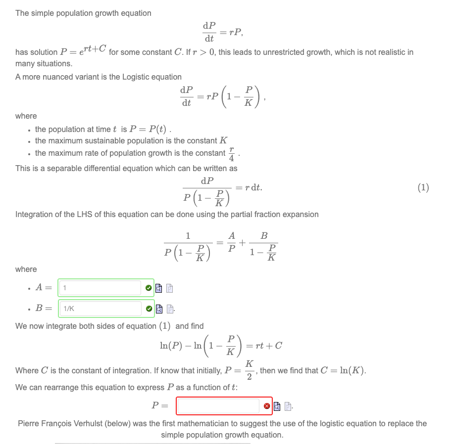 Solved The simple population growth equation dtdP=rP has | Chegg.com