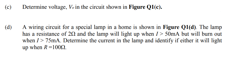 Solved (c) Determine voltage, Vo in the circuit shown in | Chegg.com