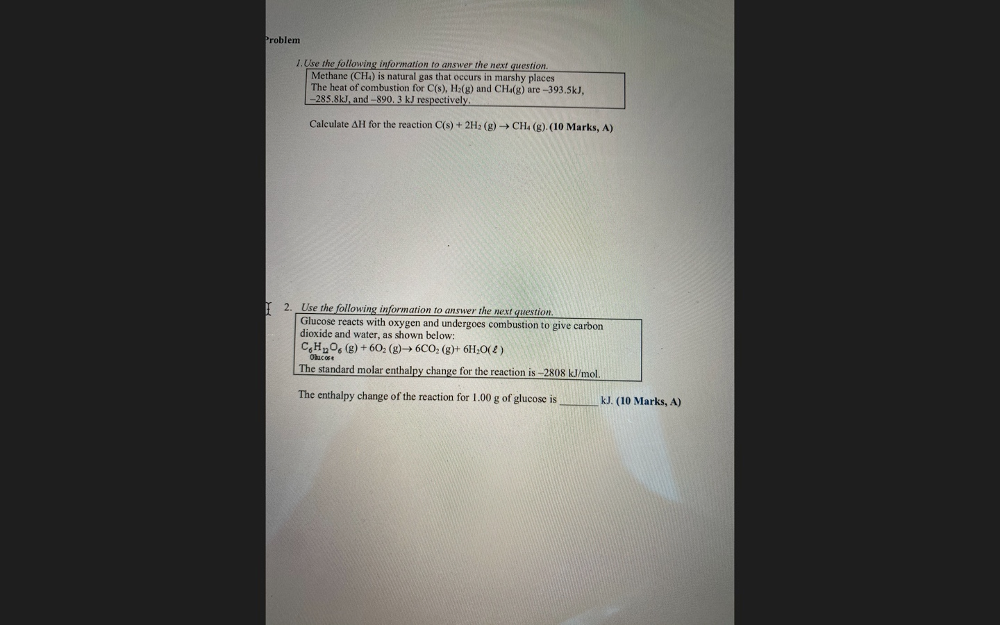 Solved Problem 1. Use the following information to answer | Chegg.com