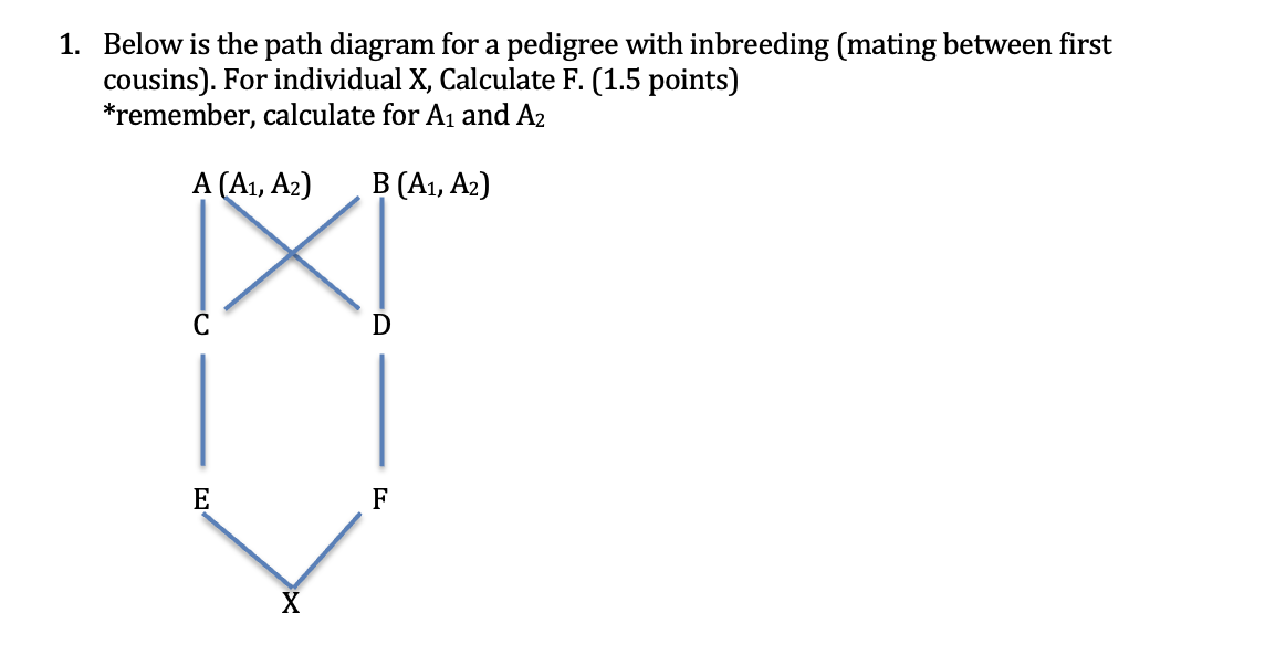 Solved 1. Below is the path diagram for a pedigree with | Chegg.com