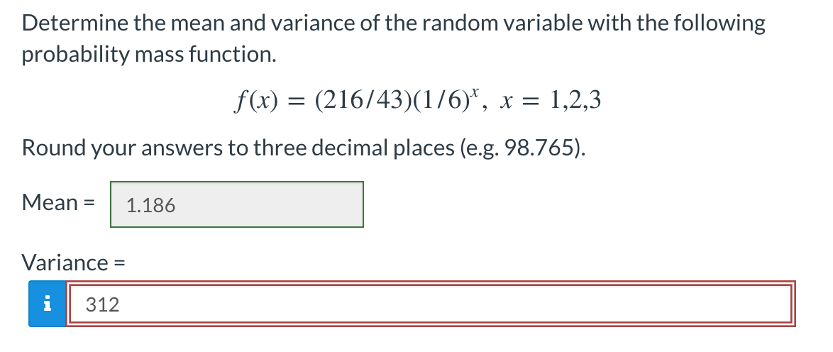 Solved Determine the mean and variance of the random | Chegg.com