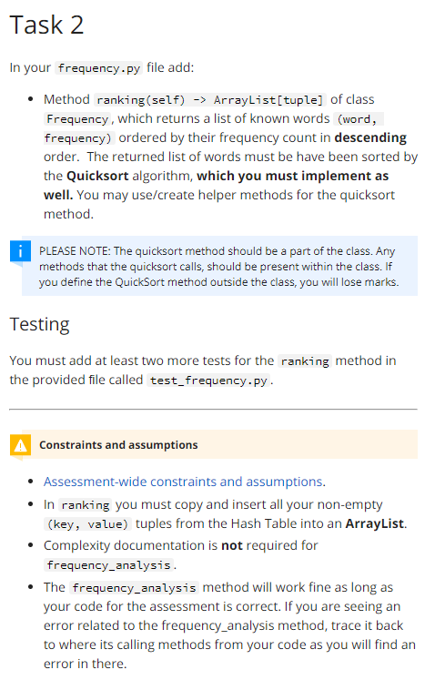 Solved PYTHON TASK 2 - CODE FOR RANKING METHOD FOLLOWING | Chegg.com