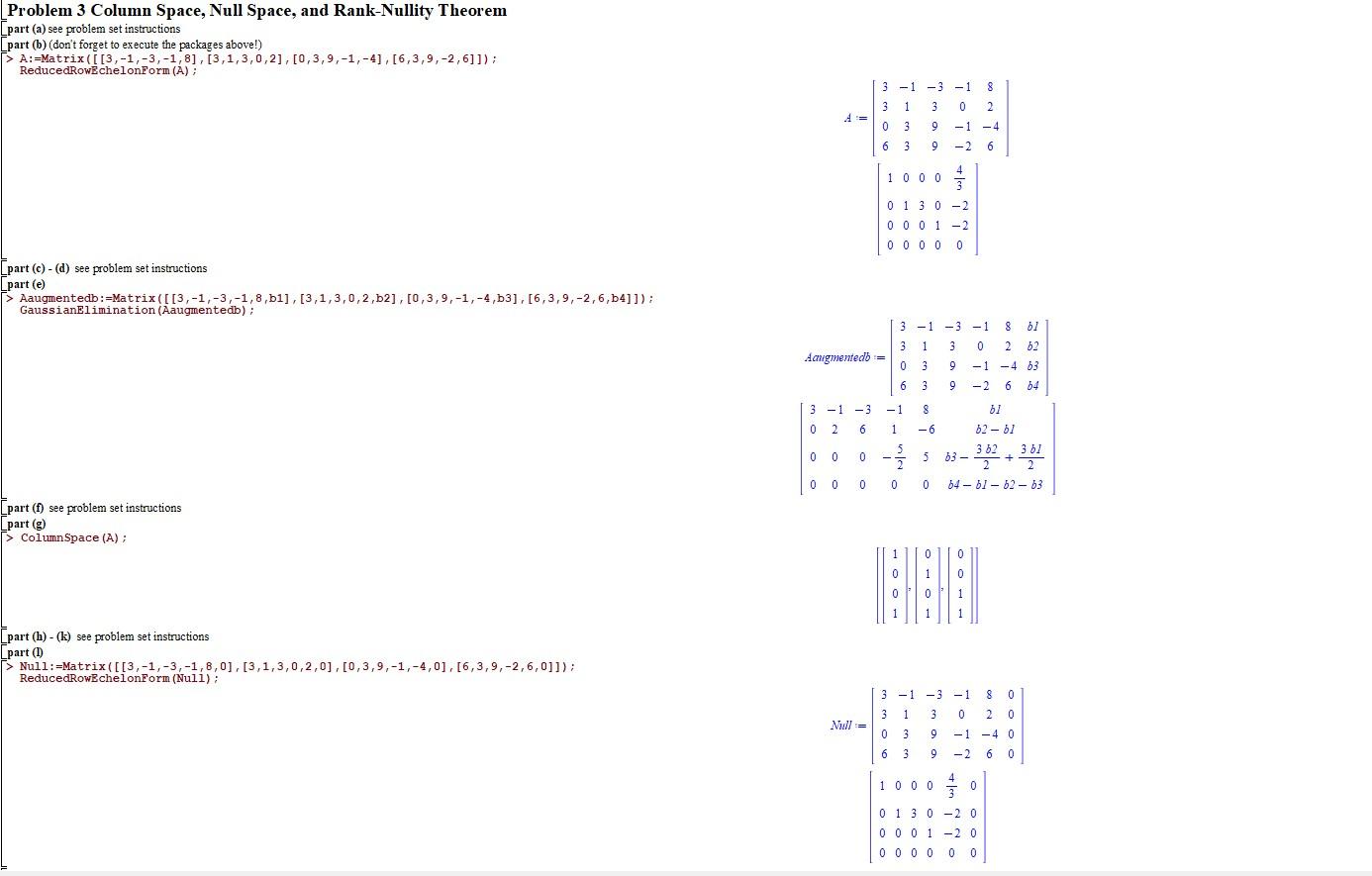 Solved Column Space, NullSpace And Rank-Nullity Theorem Let | Chegg.com