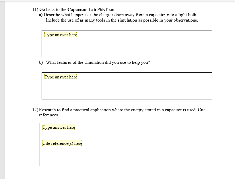 Solved 11) Go back to the Capacitor Lab PhET sim. a)