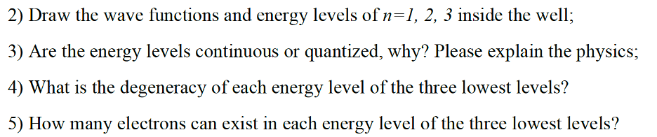 Solved 2) Draw the wave functions and energy levels of n=1, | Chegg.com
