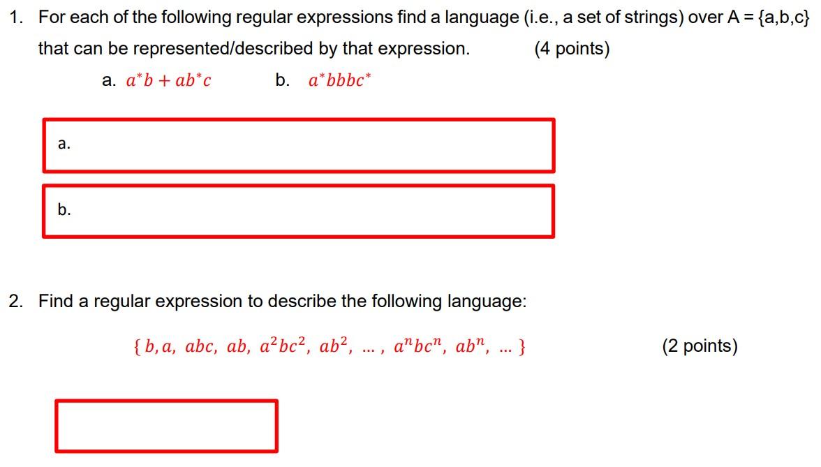 Solved 1. For Each Of The Following Regular Expressions Find | Chegg.com