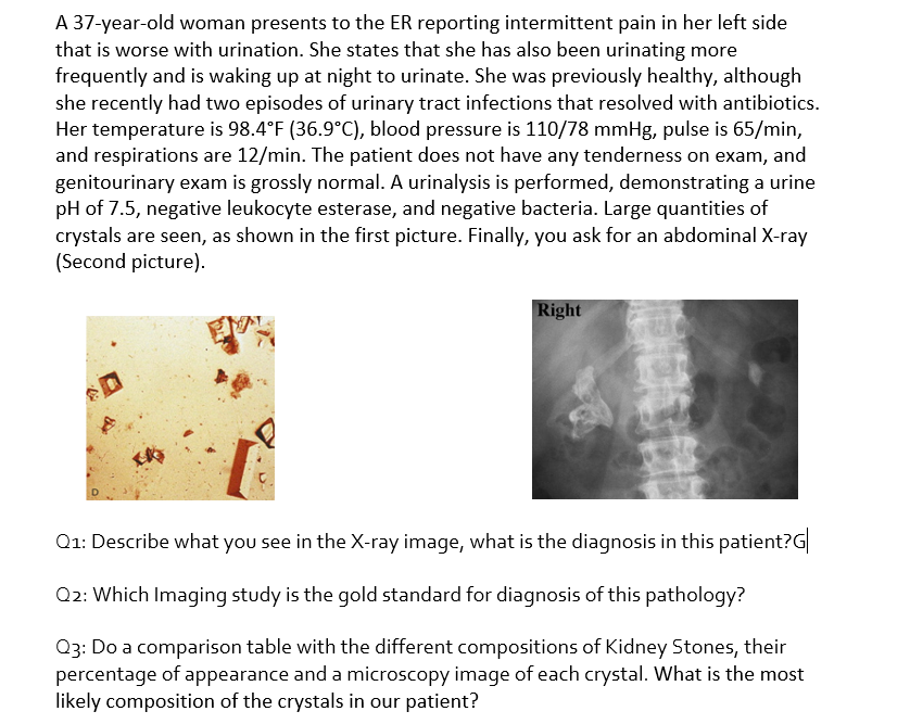 Solved A 37-year-old woman presents to the ER reporting | Chegg.com