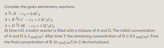 Solved Consider the given elementary reactions A B - | Chegg.com