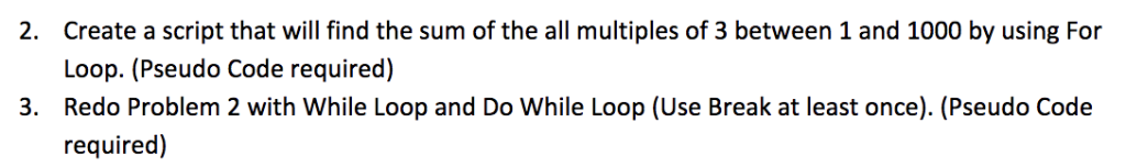 Solved 2 Create a script that will find the sum of the all | Chegg.com