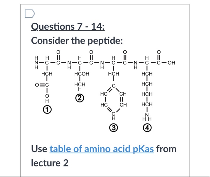 Solved To calculate the pI of this peptide would I use the