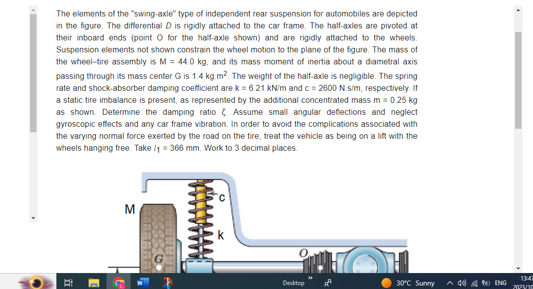 Solved The elements of the "swingaxle" type of independent