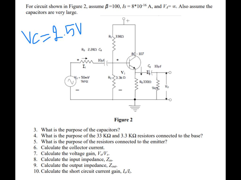 Solved For Circuit Shown In Figure 2, Assume B=100, Is = | Chegg.com