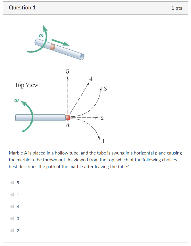Solved Question 1 1 pts Top View Marble A is placed in a | Chegg.com