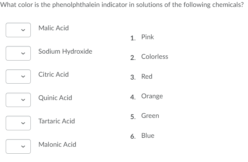 Solved What Color Is The Phenolphthalein Indicator In Chegg