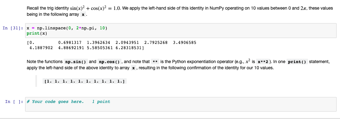 Solved Recall the trig identity sin(x)2 + cos(x)2 = 1.0. We | Chegg.com