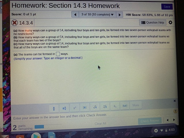 Solved Homework: Section 14.3 Homework Save Score: 0 of 1 pt | Chegg.com
