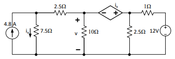 Solved 2.5Ω 1Ω + 4.8A 7.5Ω 10Ω 2.5Ω 12V - | Chegg.com