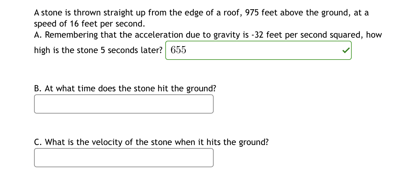 Solved A stone is thrown straight up from the edge of a | Chegg.com