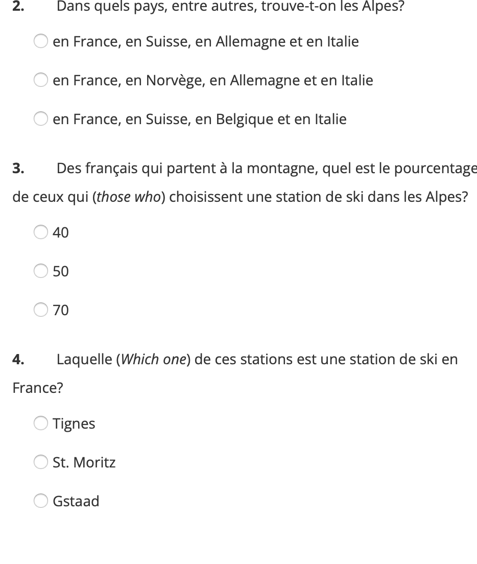 Solved 2. Dans quels pays, entre autres, trouveton les