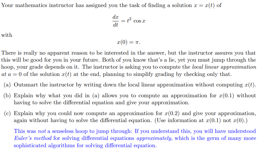 Solved Your mathematics instructor has assigned you the task | Chegg.com