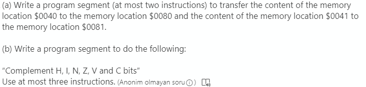 Solved (a) Write a program segment (at most two | Chegg.com