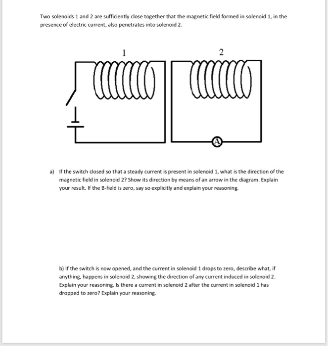 Solved Two solenoids 1 and 2 are sufficiently close together