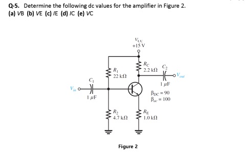 Solved Determine the following dc values for the amplifier | Chegg.com