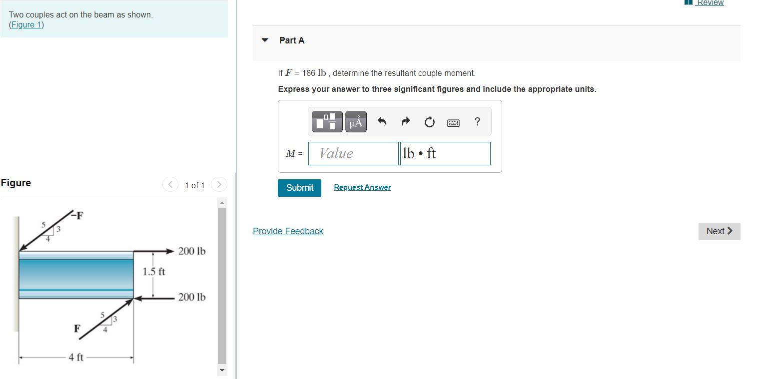 Solved Review Two couples act on the beam as shown. (Figure | Chegg.com