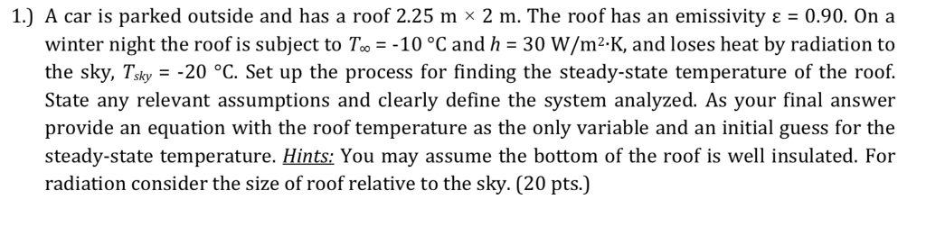 Solved 1) A car is parked outside and has a roof 2.25 m x 2 | Chegg.com