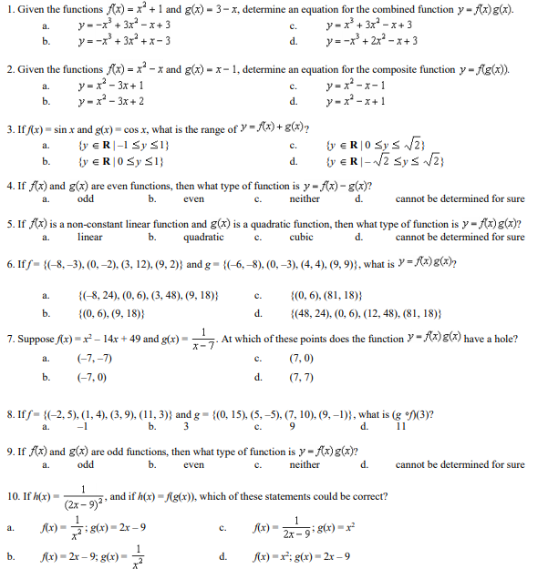 Solved 1 Given The Functions F X X 1 And G X 3 Chegg Com